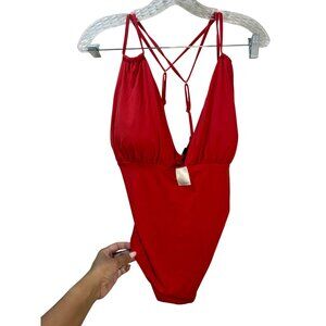 Red Strappy One-Piece Swimsuit XL